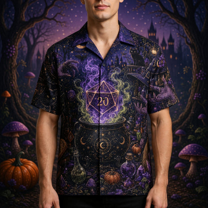 Fantasy Dungeon D20 Witch Hawaiian Shirt - Fantasy RPG Night Apparel