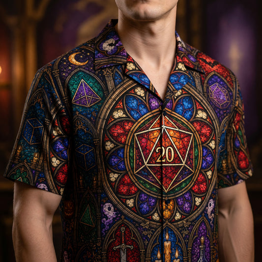 Fantasy Dungeon D20 Hawaiian Shirt - Halloween Gothic RPG Art