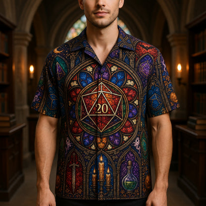 Fantasy Dungeon D20 Hawaiian Shirt - Halloween Gothic RPG Art