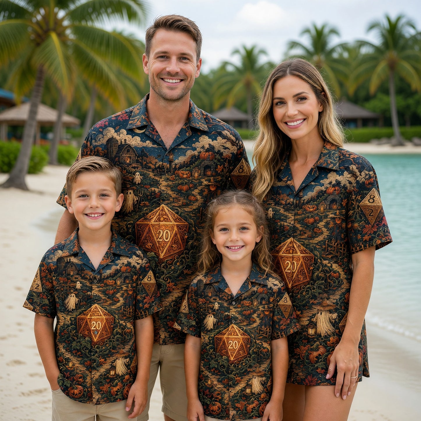 Halloween Hawaiian Shirt - Spooky RPG Dice Pumpkin Patch