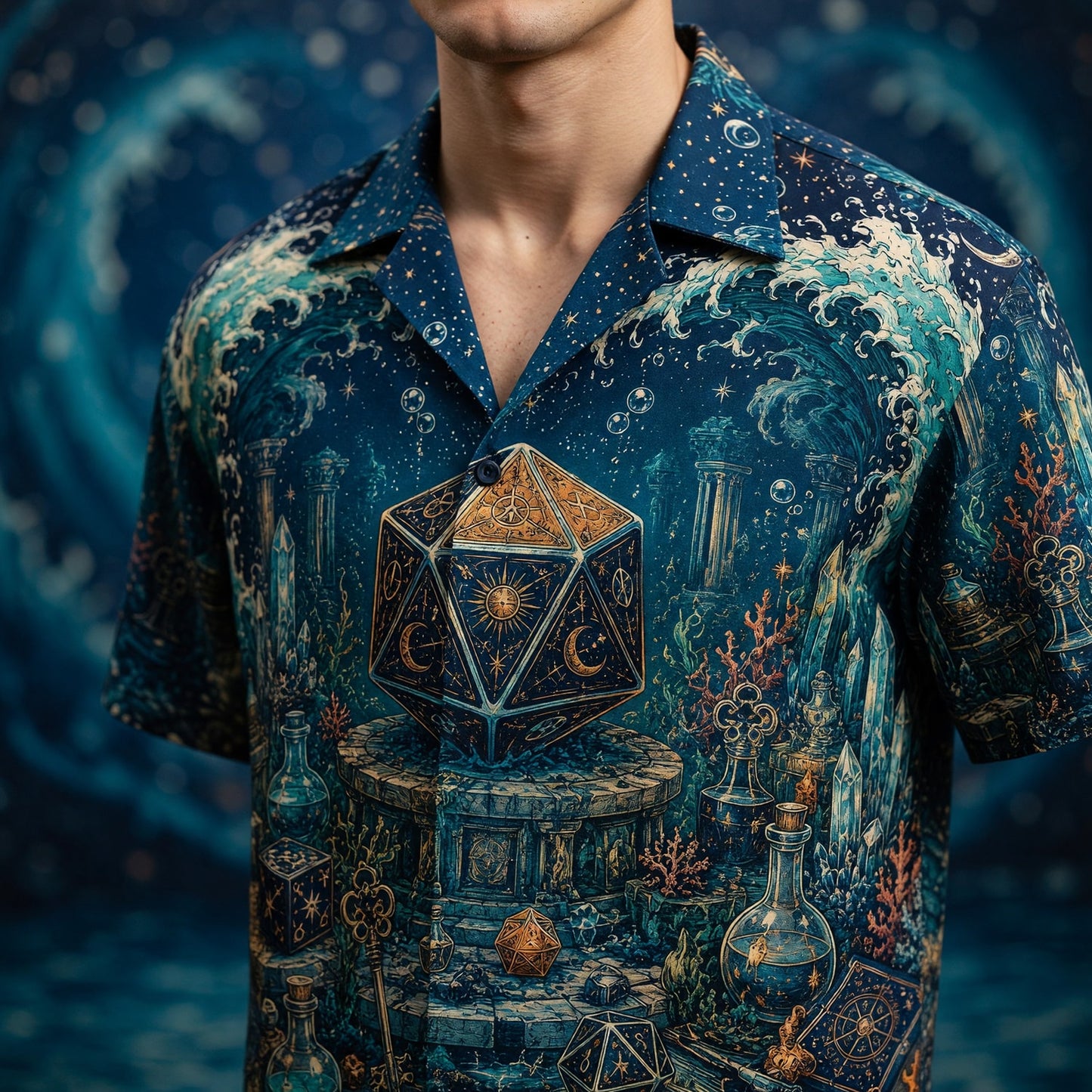 Fantasy Dungeon D20 Hawaiian Shirt - Mystic Ocean Fantasy