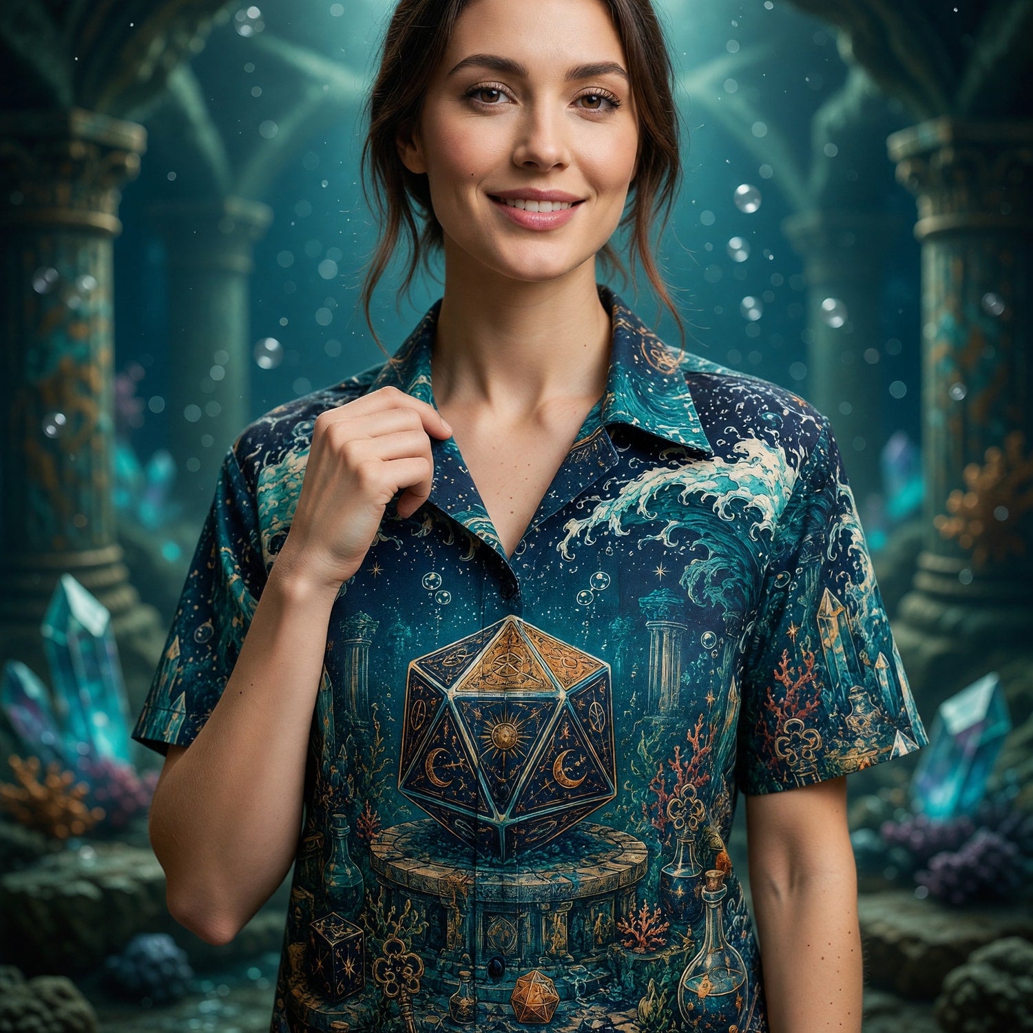 Fantasy Dungeon D20 Hawaiian Shirt - Mystic Ocean Fantasy