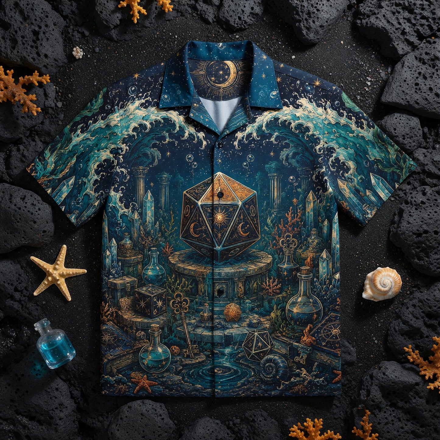 Fantasy Dungeon D20 Hawaiian Shirt - Mystic Ocean Fantasy