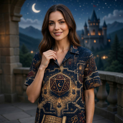 Fantasy Dungeon Hawaiian Shirt - D20 Fantasy Castle RPG Design
