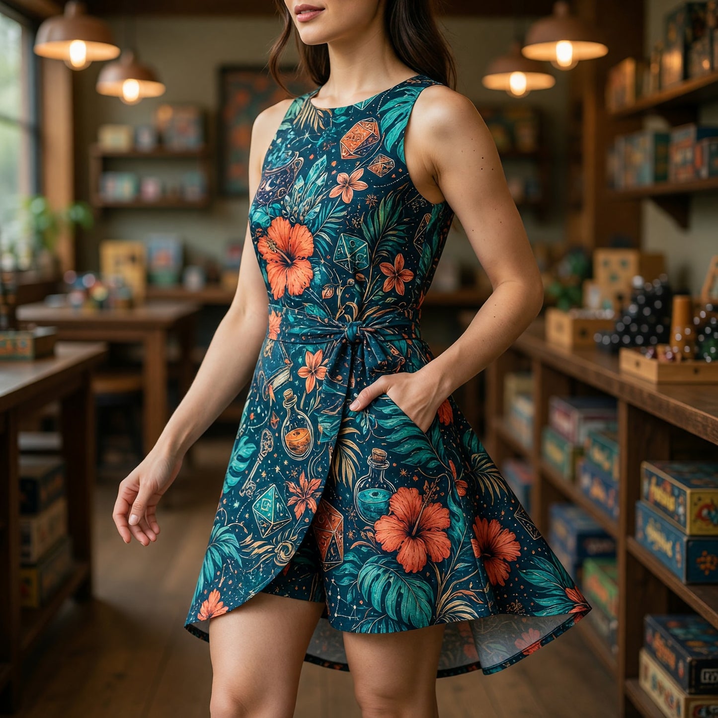 Mystical Tropical Jumpsuit Skirt - Fantasy Witch RPG Apparel