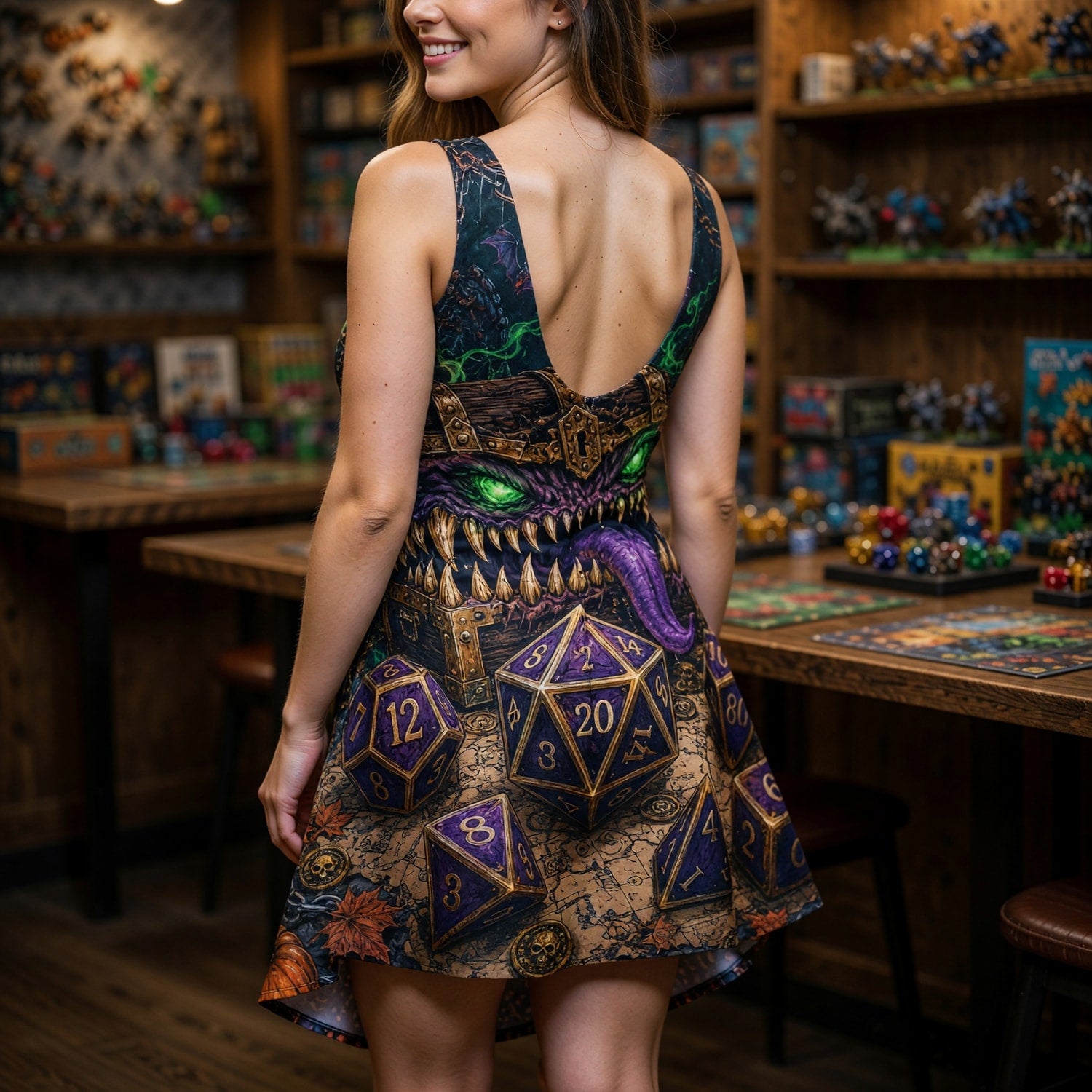 Mimic Dice Jumpsuit Skirt - Gothic Fantasy RPG Apparel