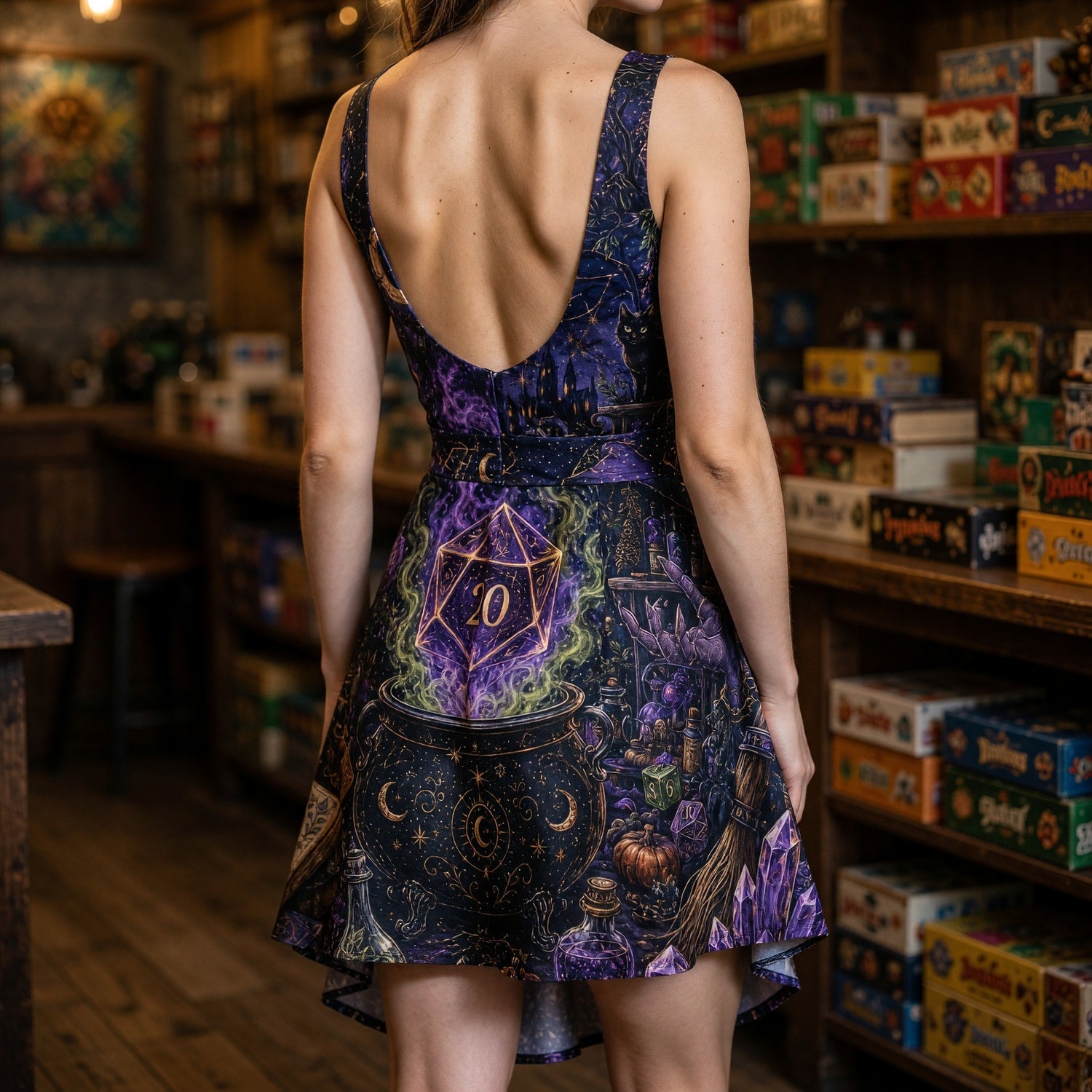 Witch D20 Jumpsuit Skirt - Dark Fantasy Cauldron RPG