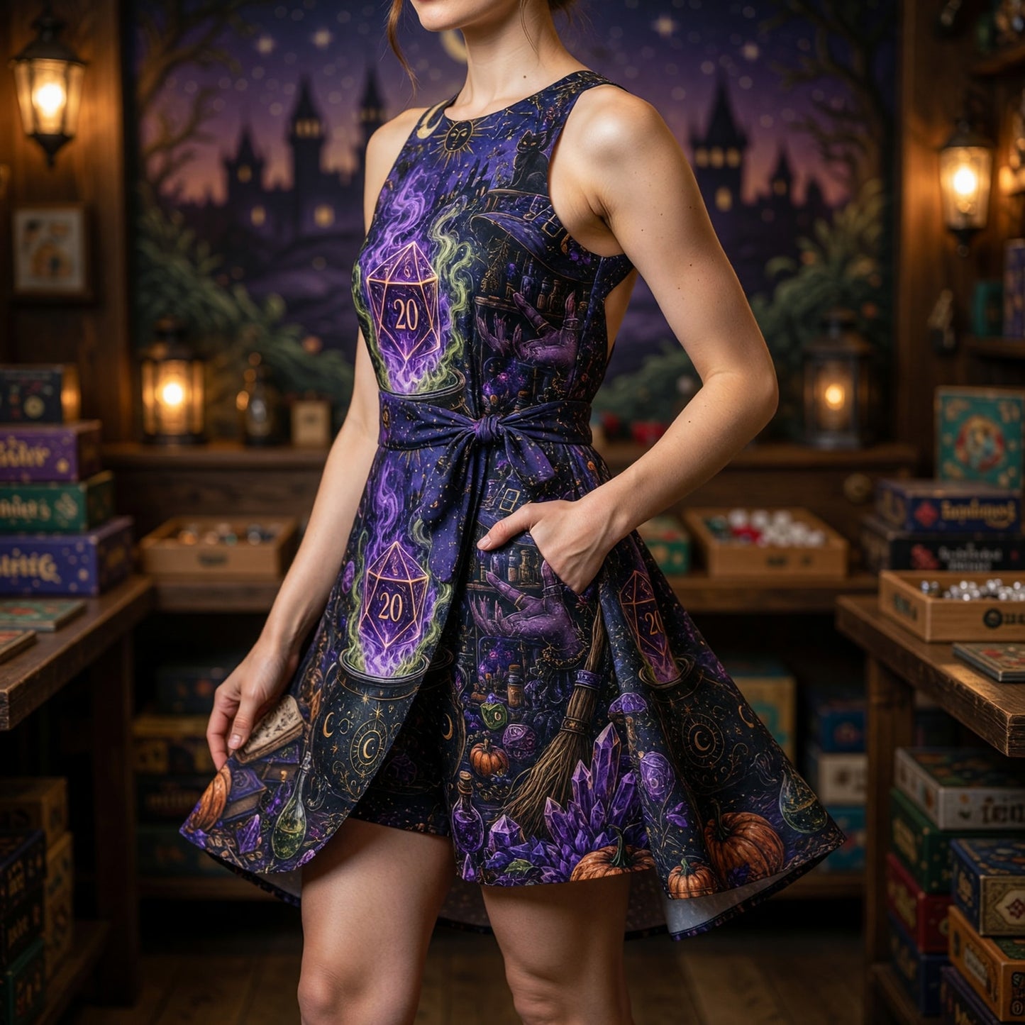 Witch D20 Jumpsuit Skirt - Dark Fantasy Cauldron RPG