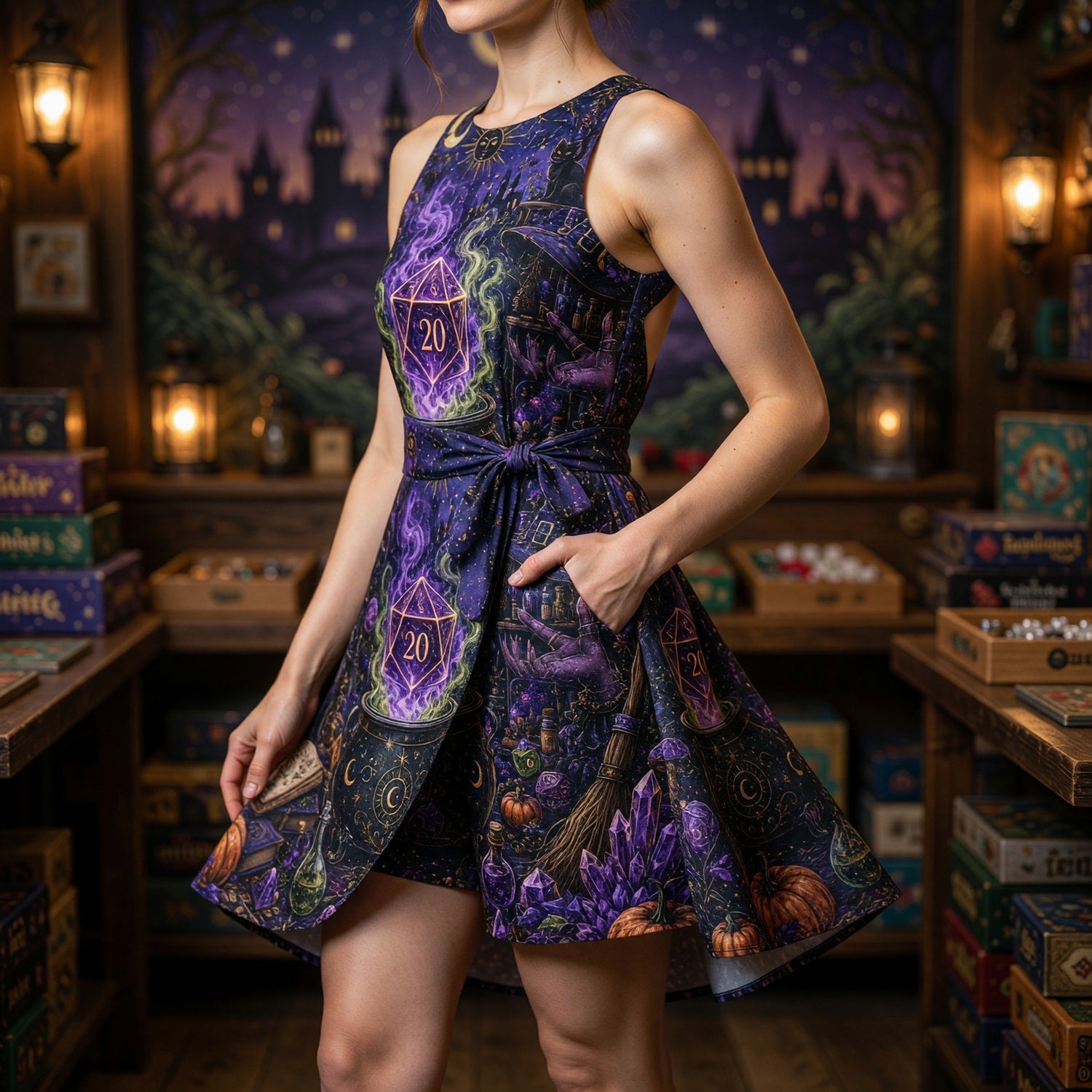 Witch D20 Jumpsuit Skirt - Dark Fantasy Cauldron RPG