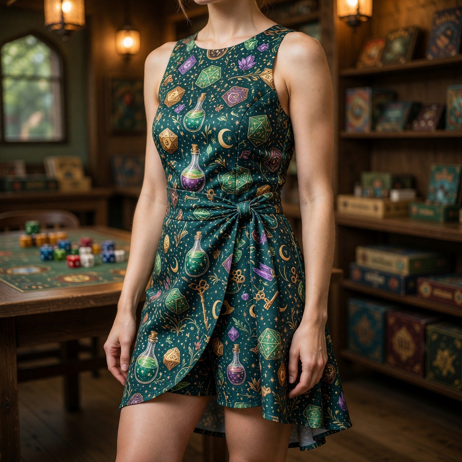 Arcane Dice Jumpsuit Skirt - Mystic Fantasy RPG Streetwear