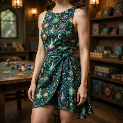 Arcane Dice Jumpsuit Skirt - Mystic Fantasy RPG Streetwear