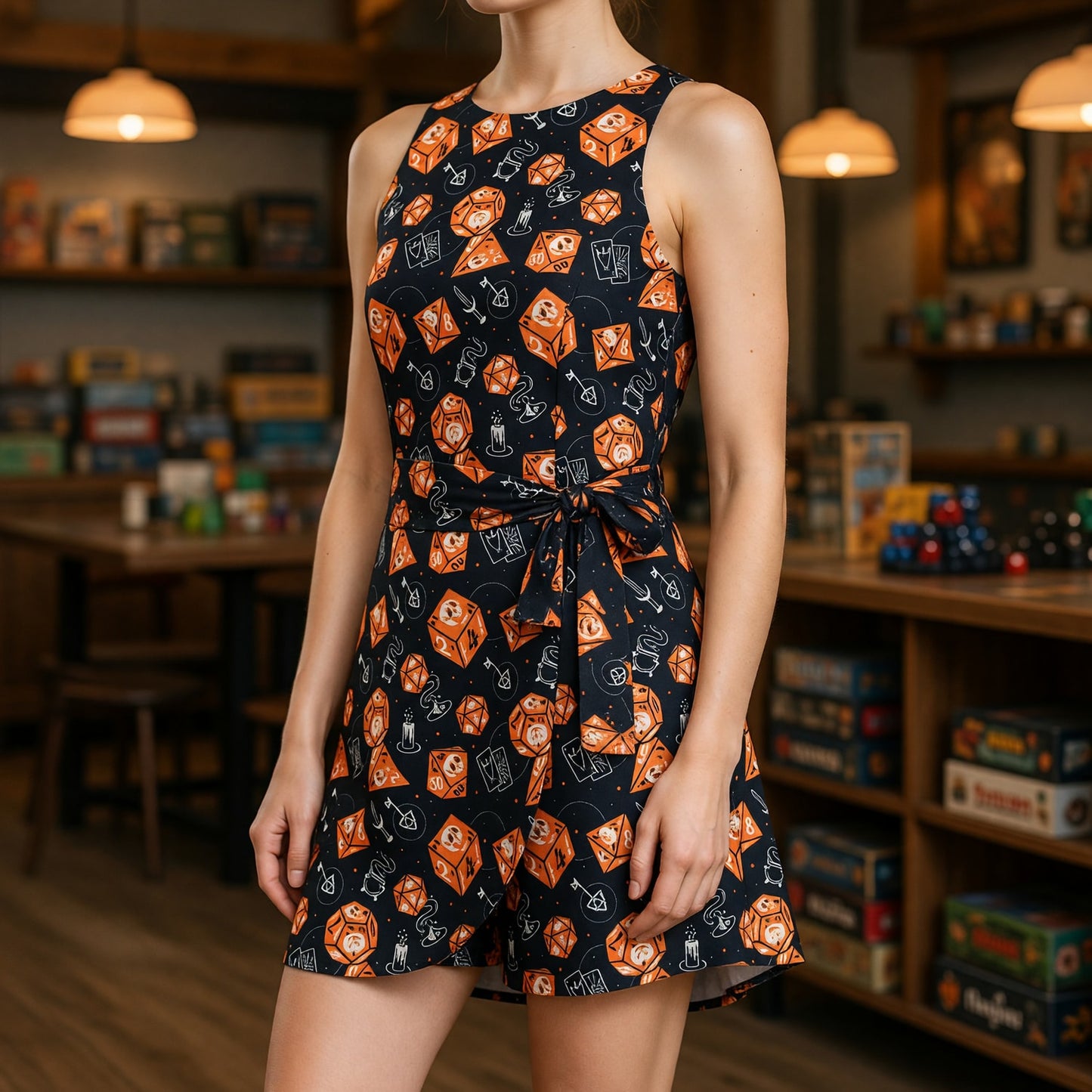 Tabletop RPG D20 Dice Women's Jumpsuit Skirt - Fantasy Dungeon Adventure Gaming Dress