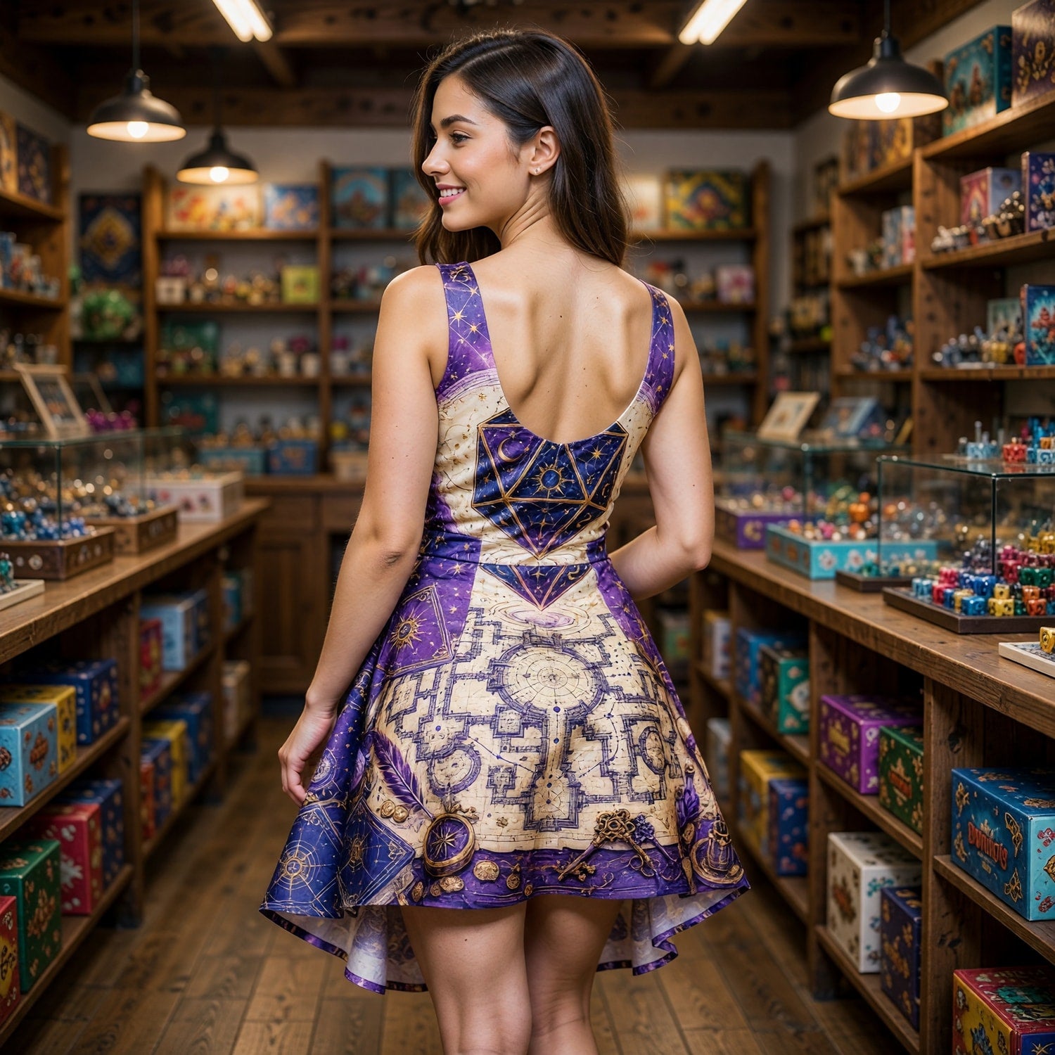 Celestial D20 Arcane Jumpsuit Skirt - Mystic Wizard Fantasy Library