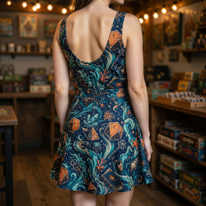 Dice Ocean Waves Jumpsuit Skirt - Mystic Fantasy Pattern