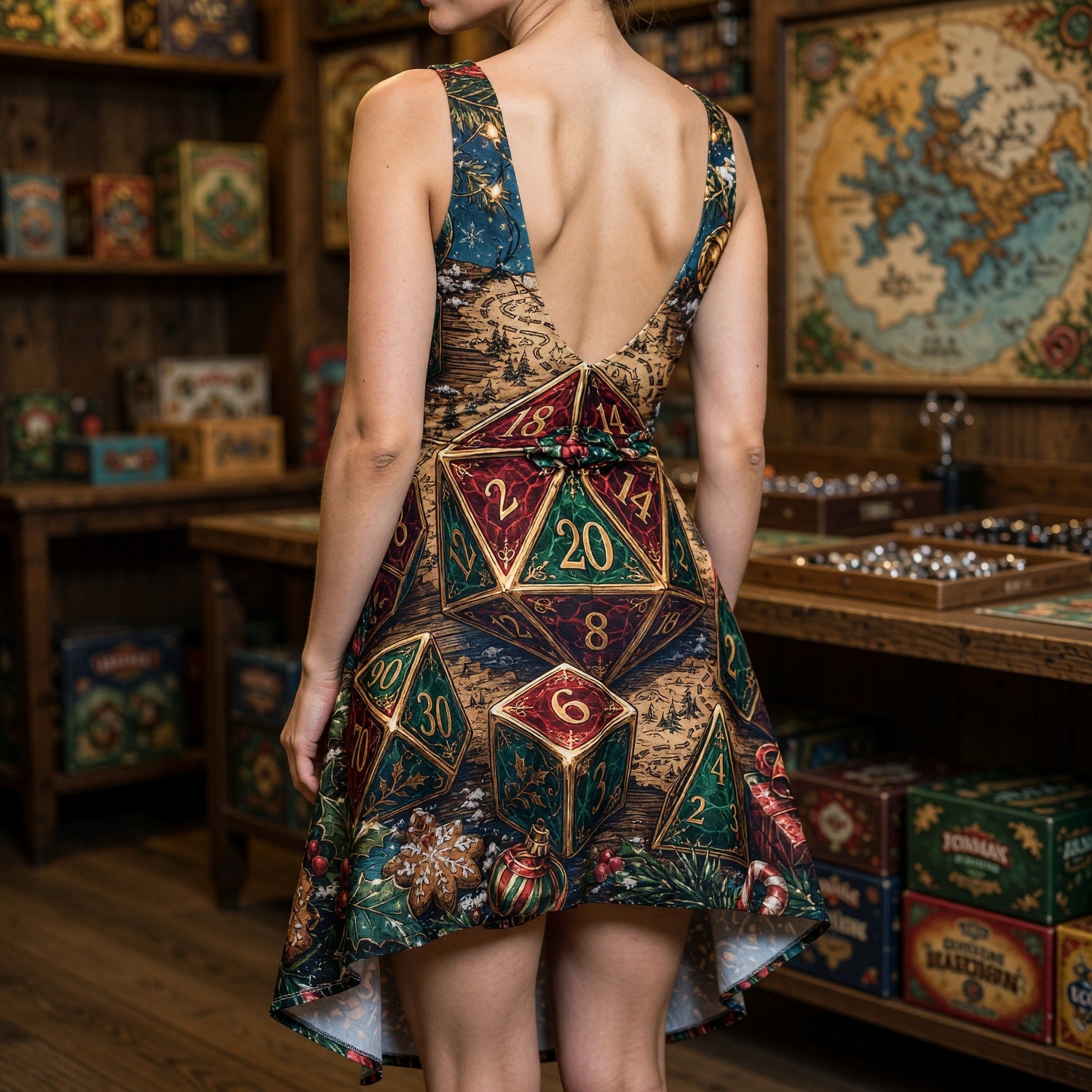 Christmas Dice Jumpsuit Skirt - Holiday RPG Streetwear