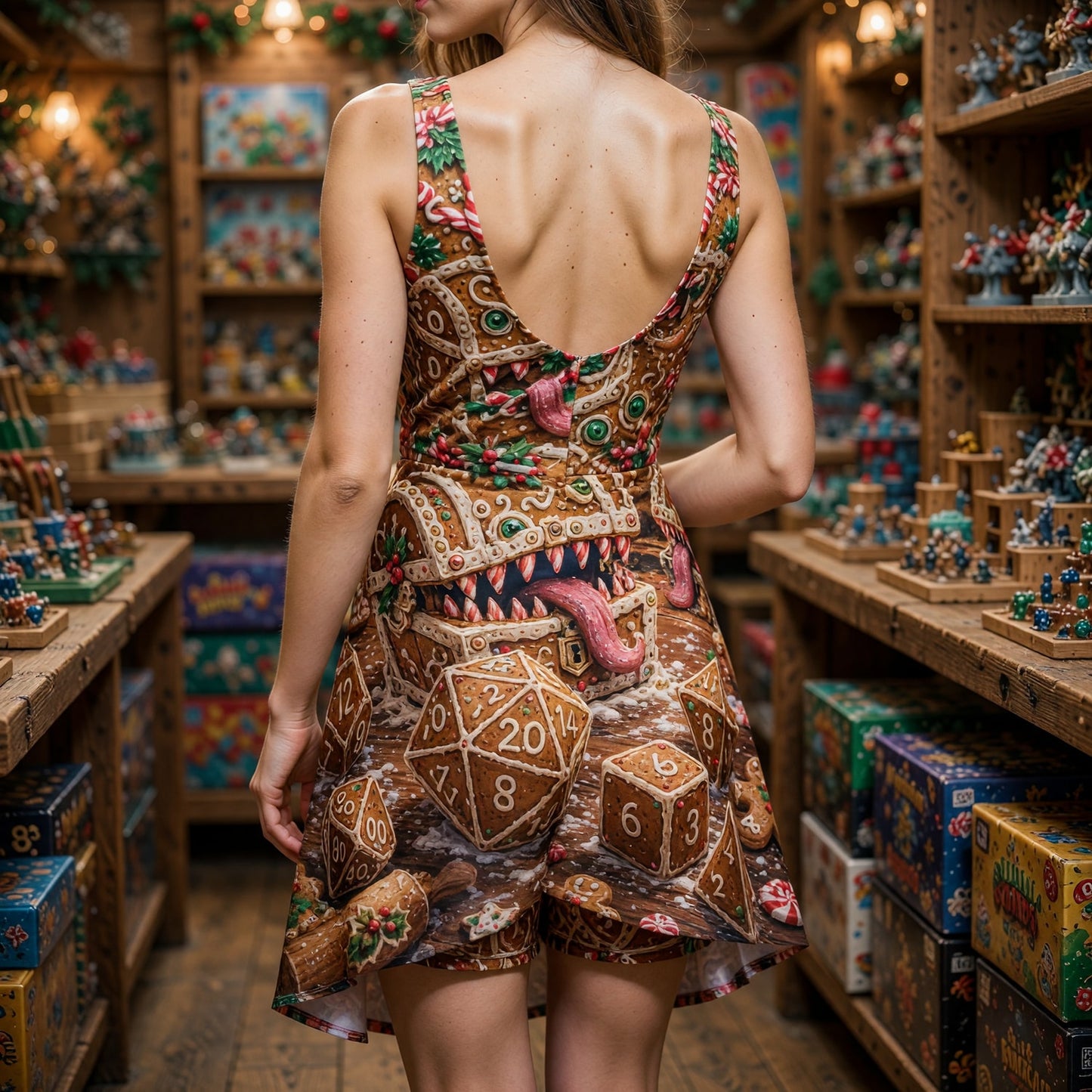 Christmas Gingerbread Mimic Jumpsuit Skirt - Holiday Fantasy