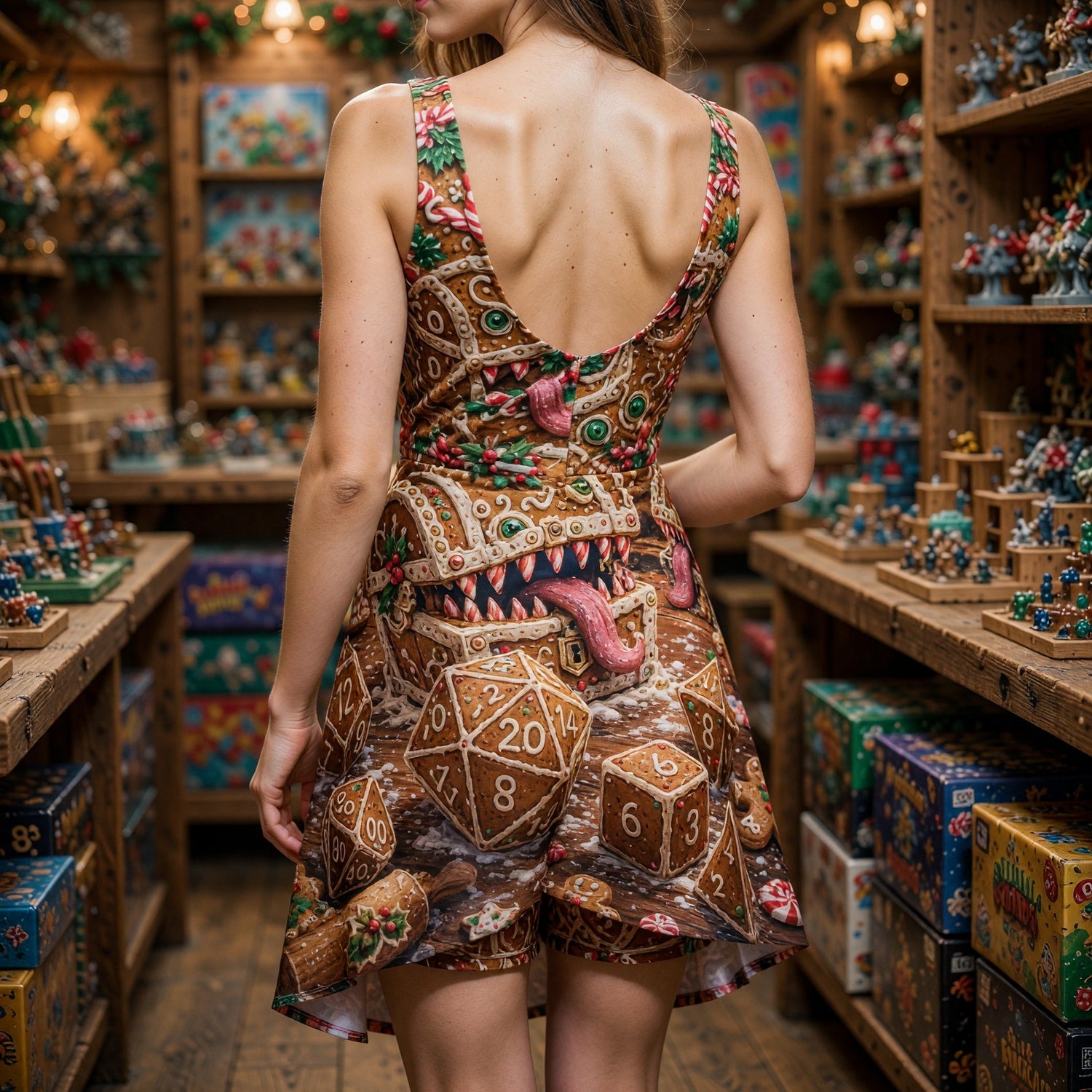 Christmas Gingerbread Mimic Jumpsuit Skirt - Holiday Fantasy
