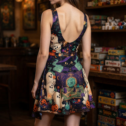 Halloween Wizard Cat Jumpsuit Skirt - Spooky RPG Ghost Apparel