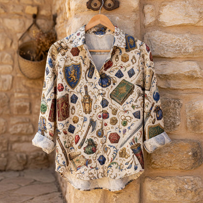 Fantasy Dungeon Linen Shirt - Fantasy RPG Tabletop Pattern