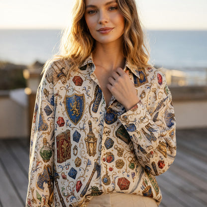 Fantasy Dungeon Linen Shirt - Fantasy RPG Tabletop Pattern