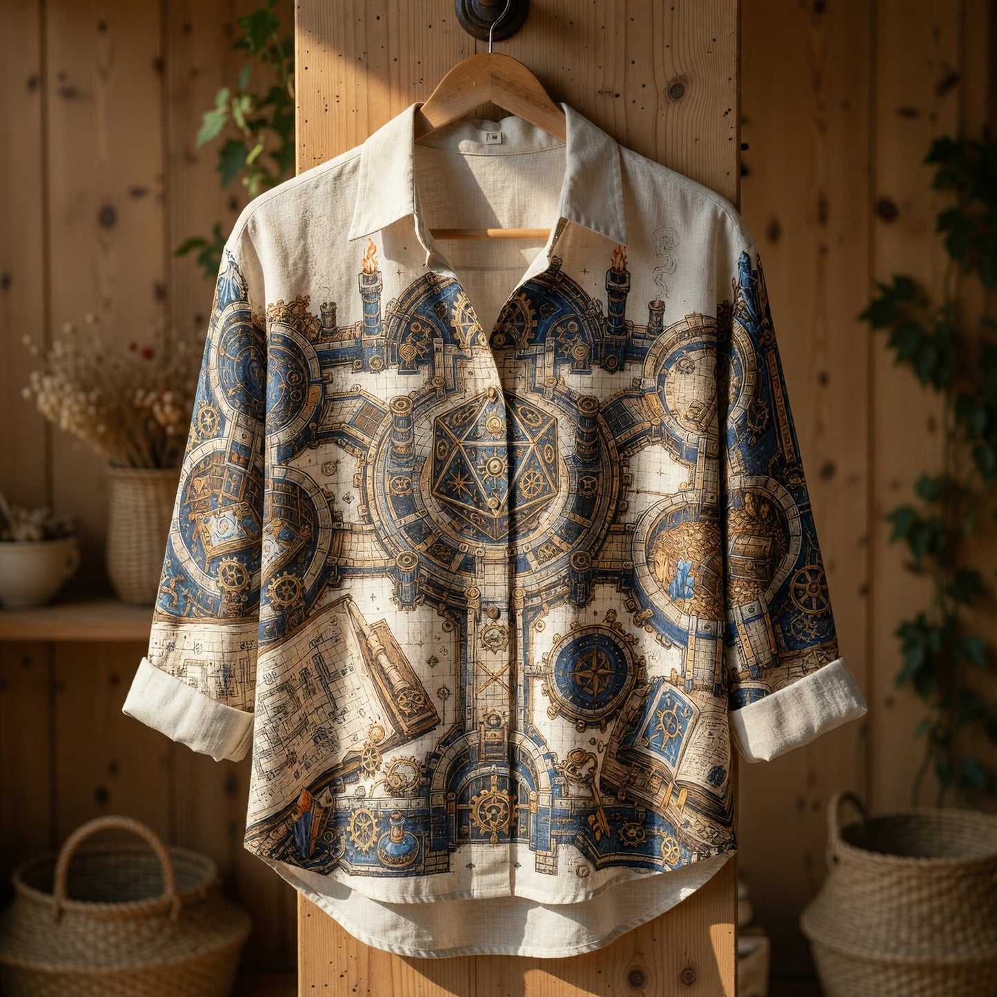 Fantasy Dungeon Steampunk Linen Shirt - Fantasy Tabletop Gaming
