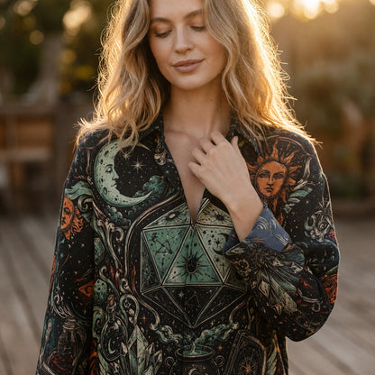 Celestial Dice Linen Shirt - Mystic RPG Fantasy Apparel