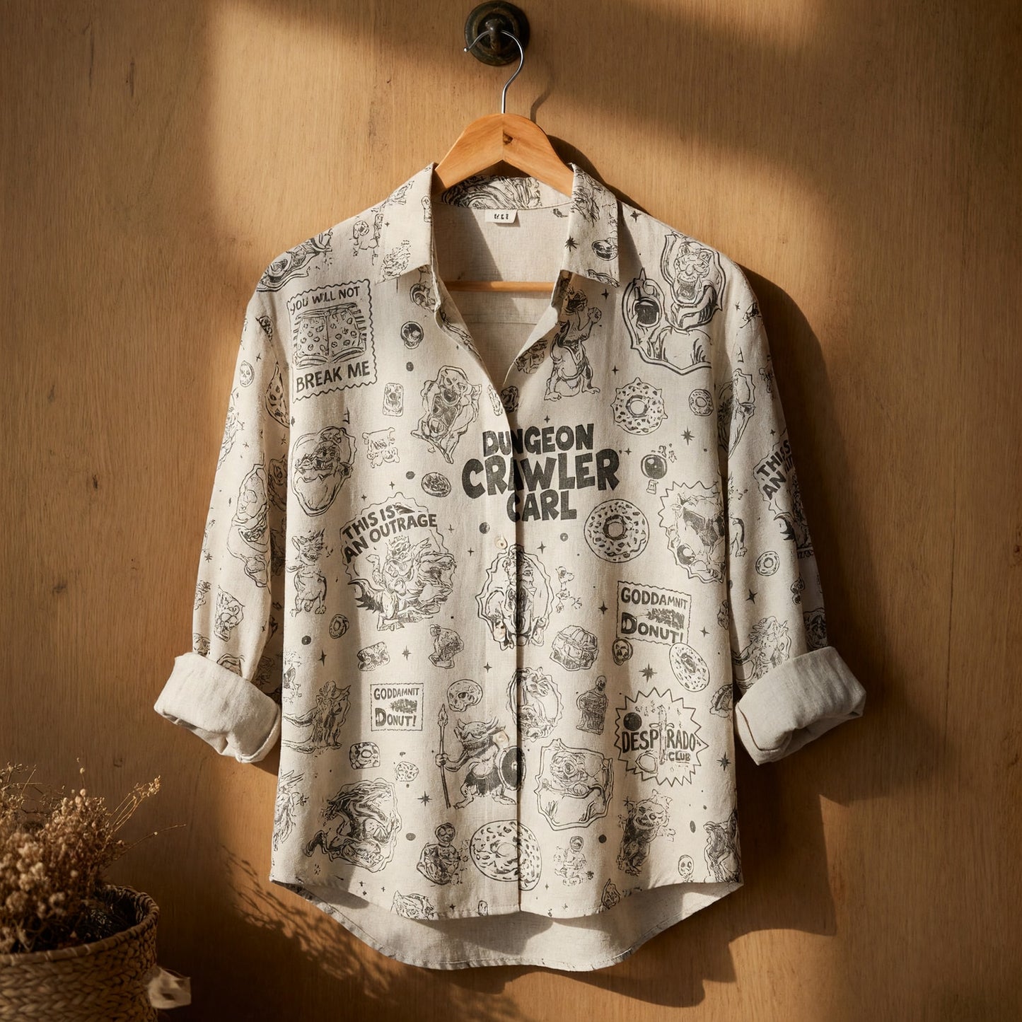 Dungeon Crawler Linen Shirt - LitRPG AOP Pattern Apparel
