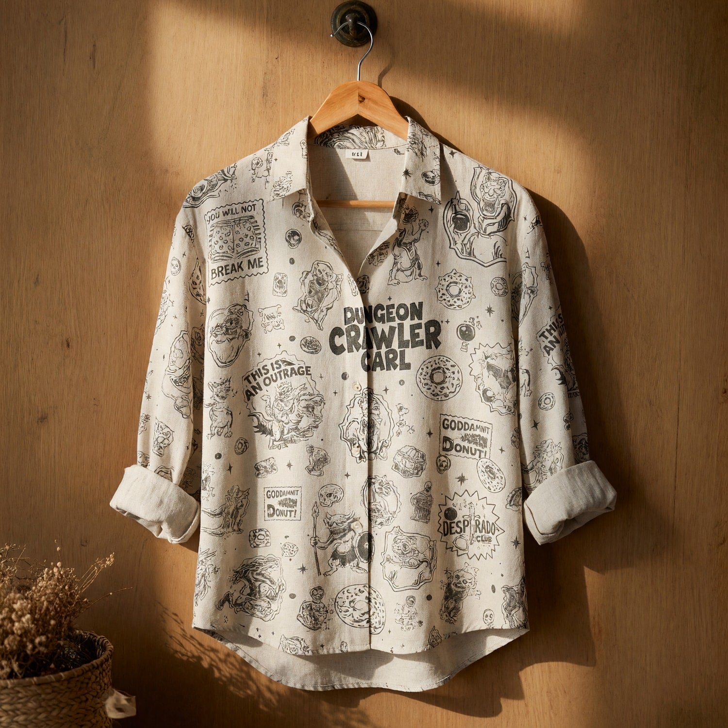 Dungeon Crawler Linen Shirt - LitRPG AOP Pattern Apparel