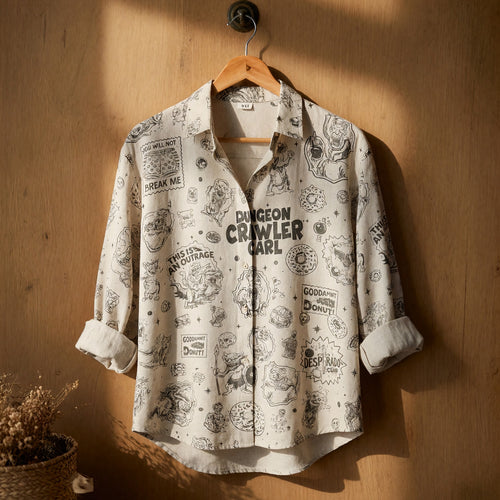 Dungeon Crawler Linen Shirt - LitRPG AOP Pattern Apparel