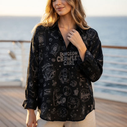 Dungeon Crawler Linen Shirt - LitRPG AOP Pattern Apparel