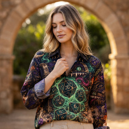 Dice Mimic Chest Linen Shirt - Fantasy RPG Mystical Apparel
