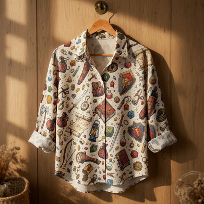 Fantasy Dungeon Linen Shirt - Fantasy RPG Pattern Apparel
