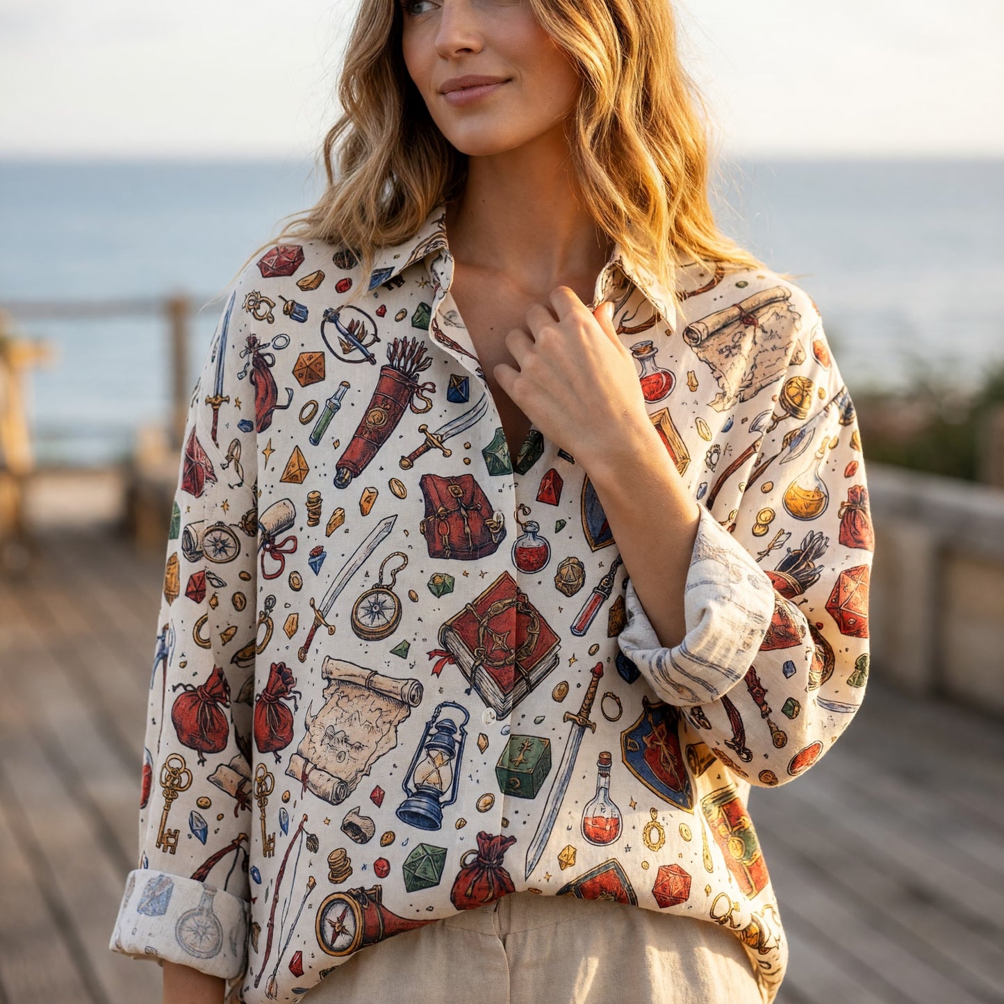 Fantasy Dungeon Linen Shirt - Fantasy RPG Pattern Apparel