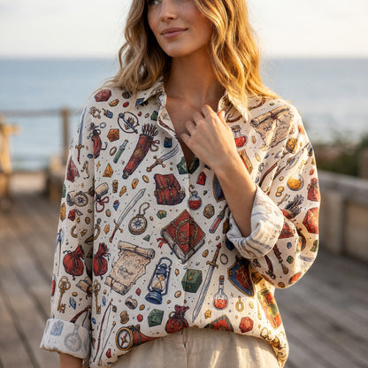 Fantasy Dungeon Linen Shirt - Fantasy RPG Pattern Apparel
