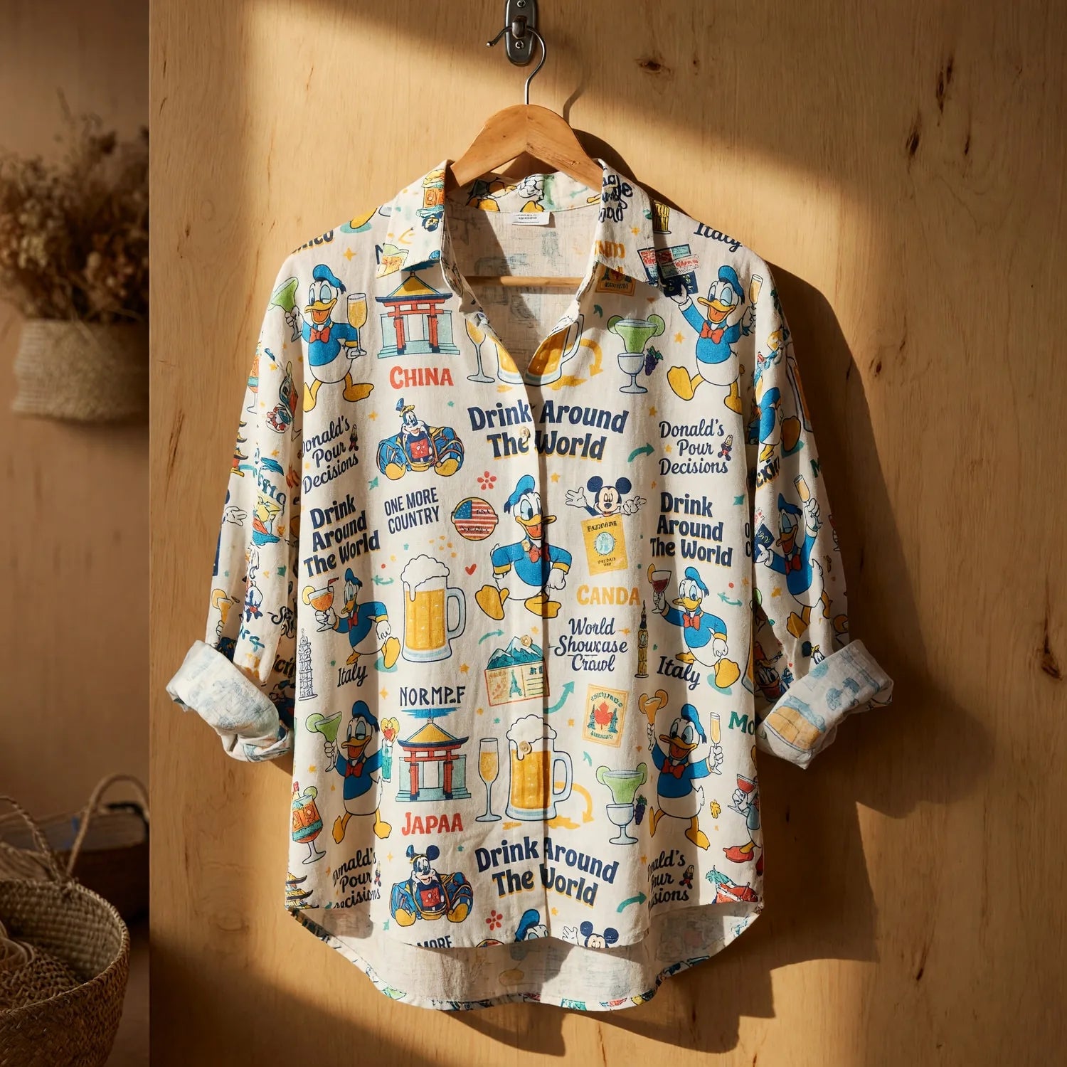 World Park Drink Around The World Linen Shirt - Duck Vacation