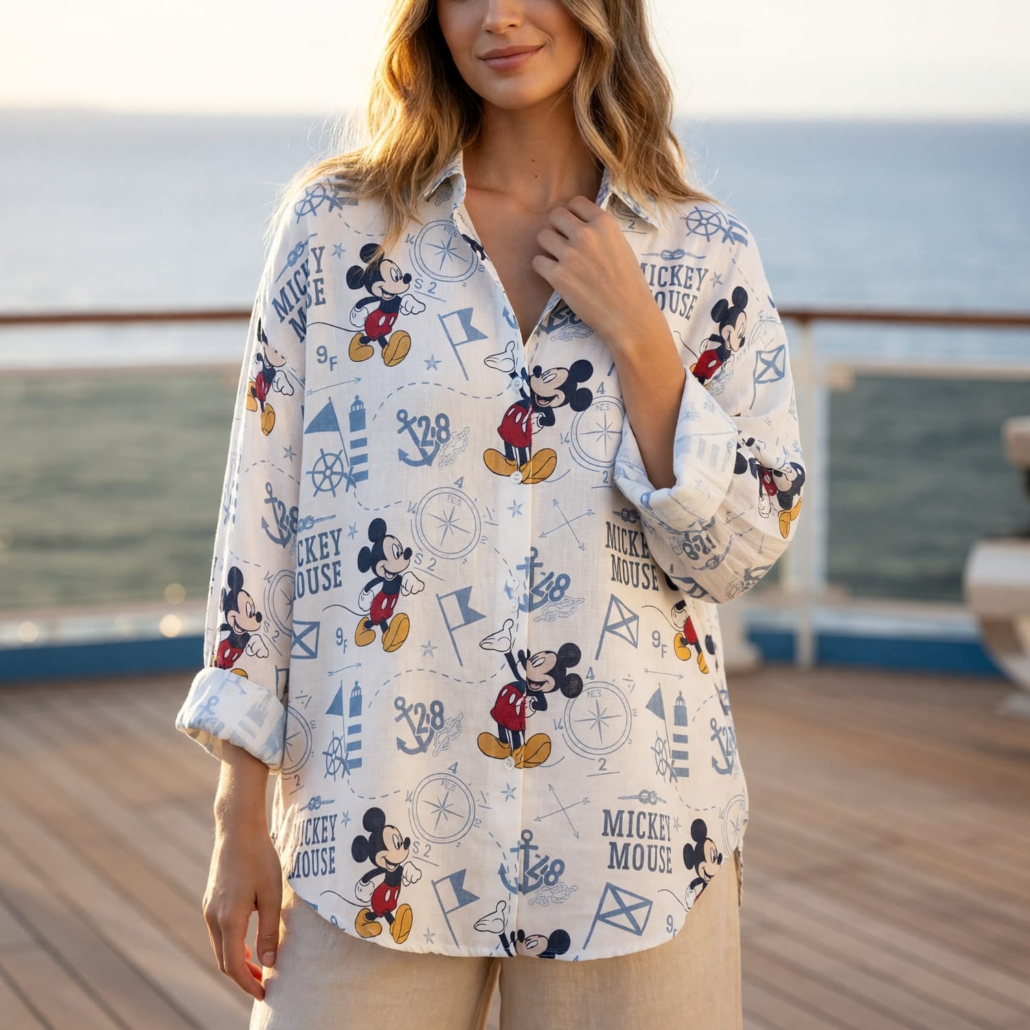 Mouse Nautical Linen Shirt - Sailor Beach Apparel