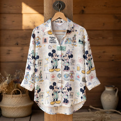 World Park Mouse Linen Shirt - Drink Around The World Vacation