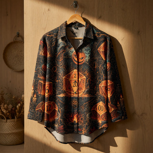 Halloween Dice Linen Shirt - Pumpkin Forge RPG Apparel