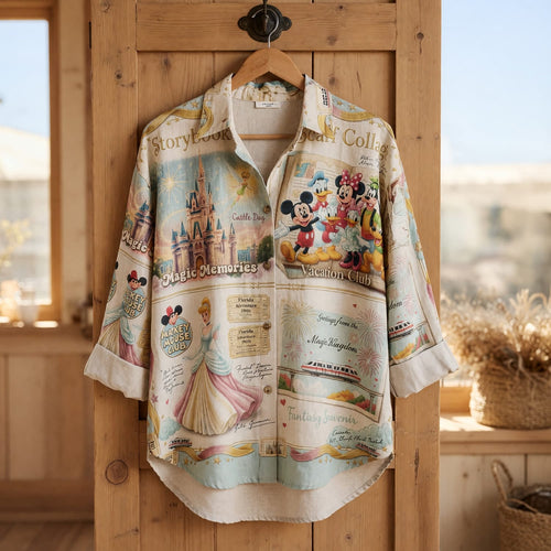 Castle Park Linen Shirt - Vintage Character Collage