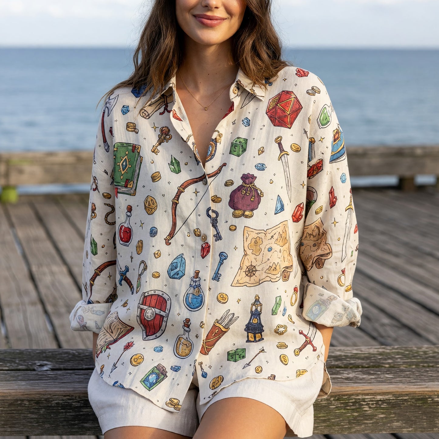 Fantasy Dungeon Linen Shirt - Fantasy Tabletop RPG Apparel