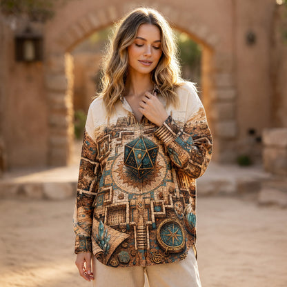 Egyptian Temple Dice Linen Shirt - Fantasy RPG Adventure Map