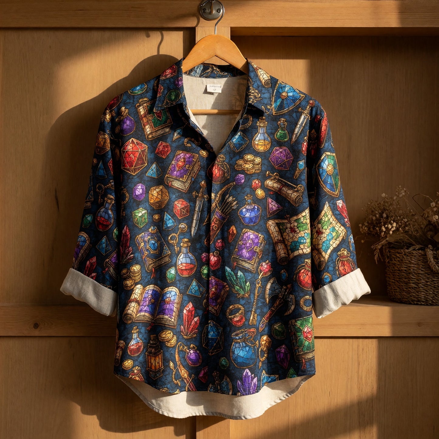 Fantasy RPG Linen Shirt - Stained Glass Dungeon Loot