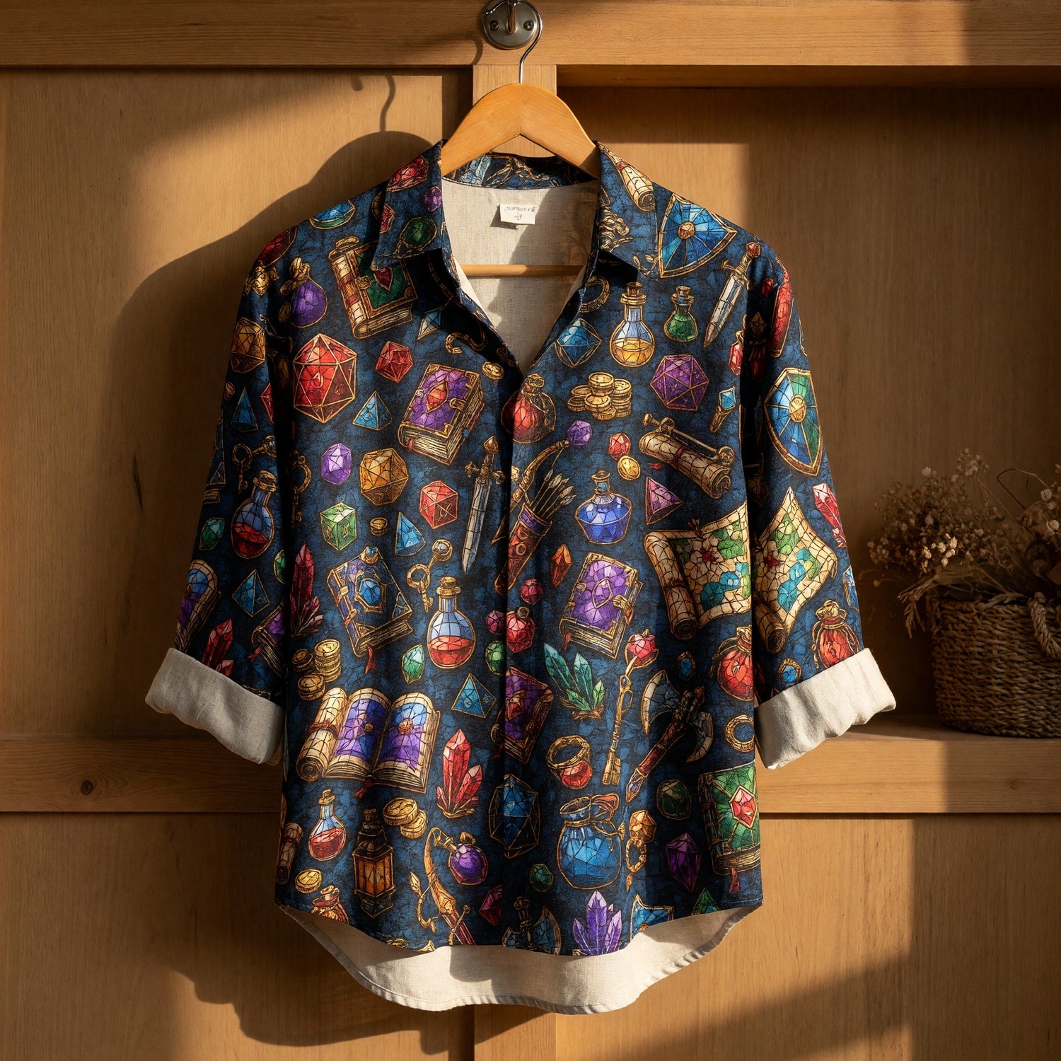 Fantasy RPG Linen Shirt - Stained Glass Dungeon Loot
