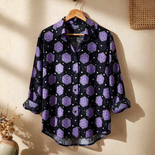 Dice Pattern Linen Shirt - Fantasy Dungeon RPG Apparel