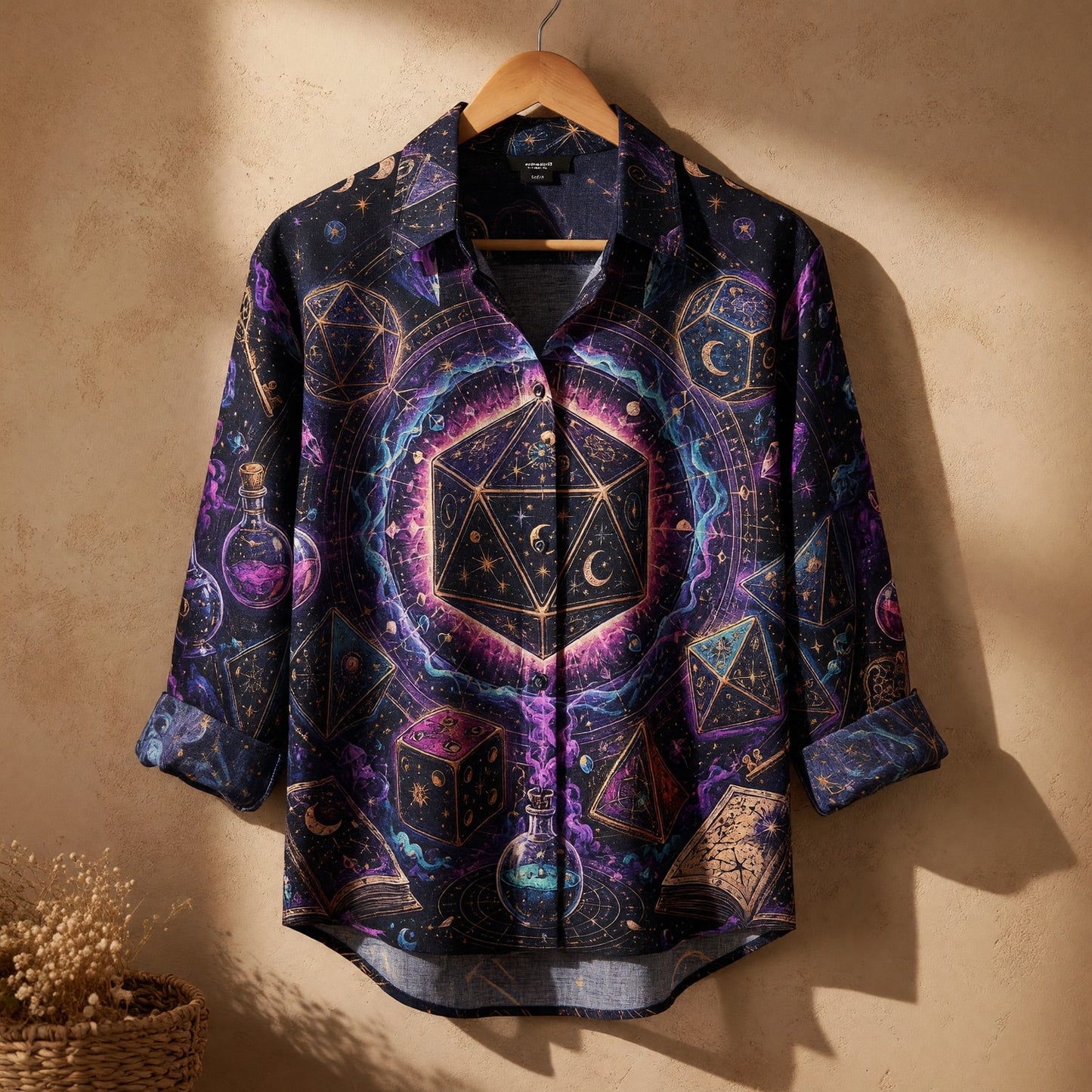 Celestial Dice Linen Shirt - Mystic RPG Fantasy Apparel