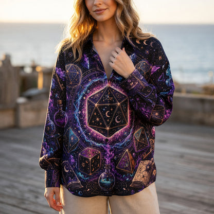 Celestial Dice Linen Shirt - Mystic RPG Fantasy Apparel