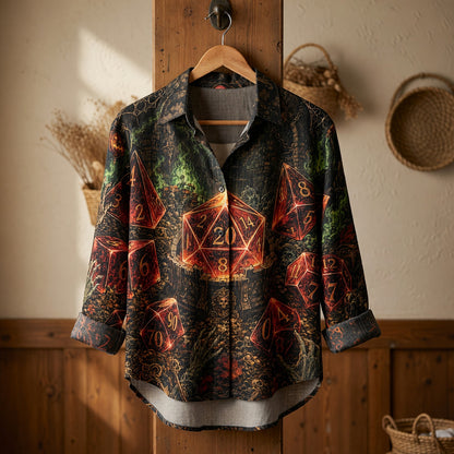 Halloween Dice Linen Shirt - Spooky Gothic Dungeon RPG Apparel