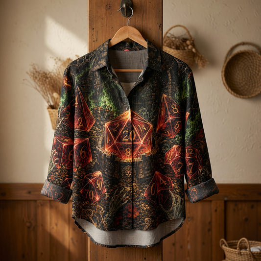 Halloween Dice Linen Shirt - Spooky Gothic Dungeon RPG Apparel