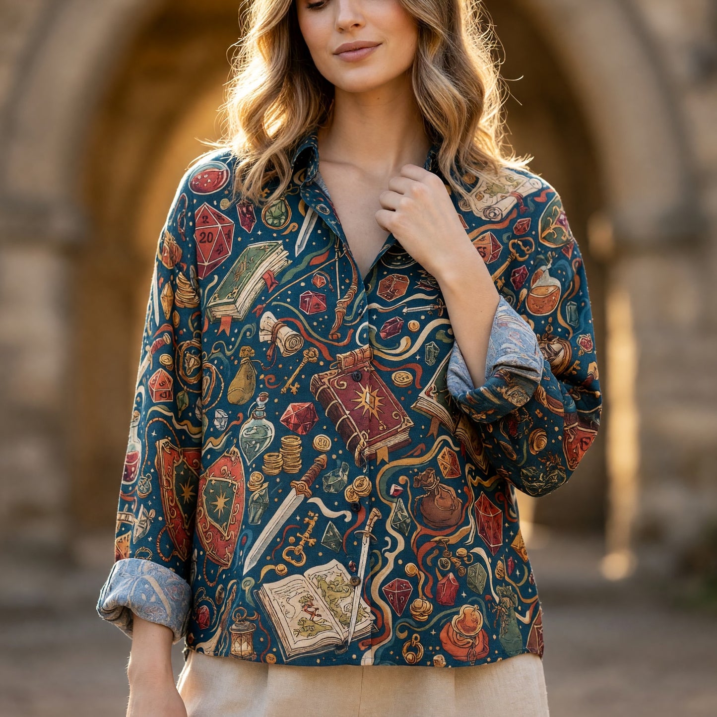 Fantasy Dungeon Linen Shirt - Fantasy RPG Tabletop Gaming Apparel