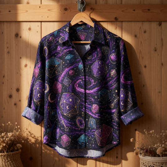 Celestial Dice Linen Shirt - Mystic RPG Fantasy Apparel